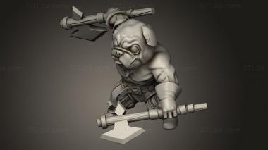 Chibi Funko (Barkonians barbarian pug, CHIBI_1599) 3D models for cnc