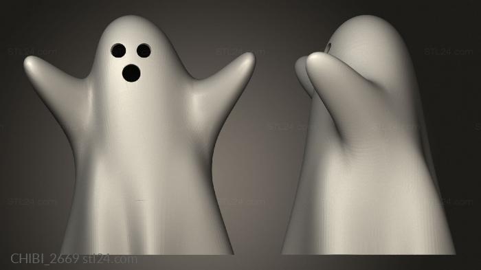 Chibi Funko (Halloween Ghosts face, CHIBI_2669) 3D models for cnc