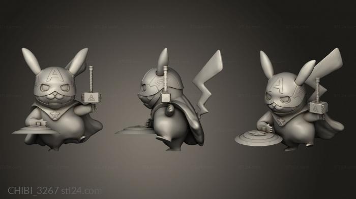 Chibi Funko (Pikachu captain America escudo, CHIBI_3267) 3D models for cnc