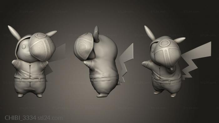 Chibi Funko (Pokemon Pikachu alleph squid game half mask, CHIBI_3334) 3D models for cnc