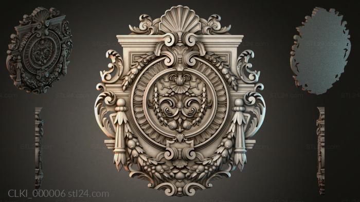 Baroque ornament with a medallion, scrolls and garlands 3d STL model