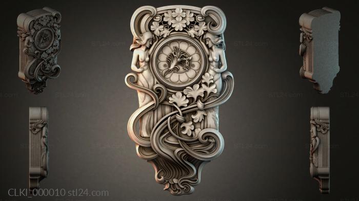 Ornamental bracket with female masks and floral motifs 3d STL model