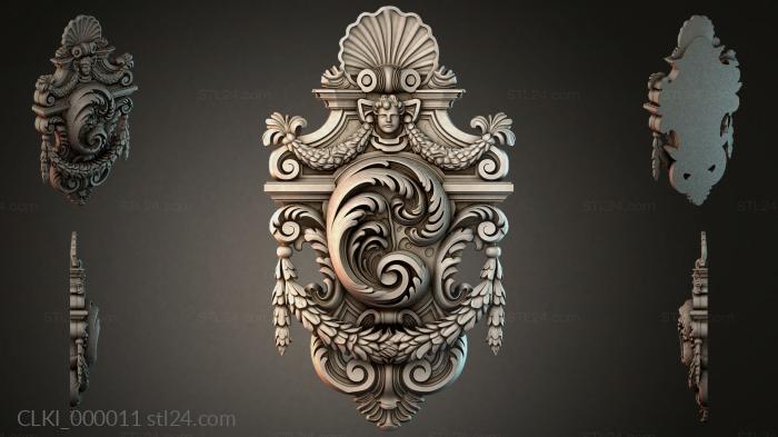 Baroque ornament with an angel and a shell 3d STL model