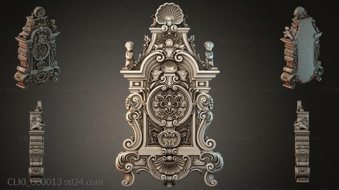 Baroque architectural panel with putti and floral ornament 3d STL model