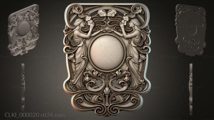 Baroque ornament with female figures and a medallion 3d STL model