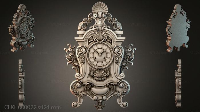 Baroque wall clock with ornamental scrolls and a fan 3d STL model