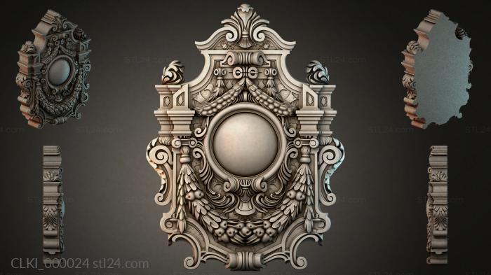 Baroque clock ornament with winged angels and a central medallion 3d STL model