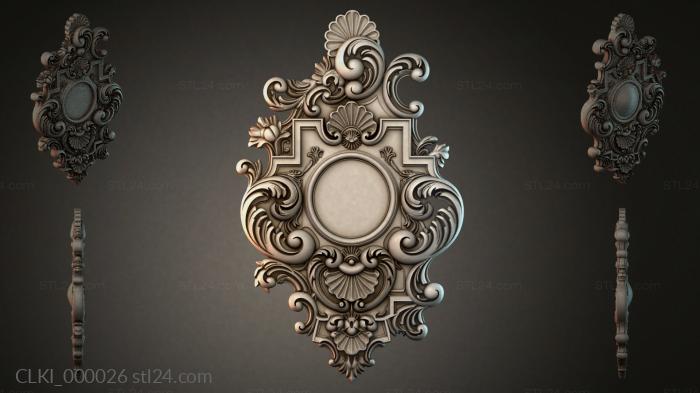 Baroque wall lamp with a round shade and swirls 3d STL model