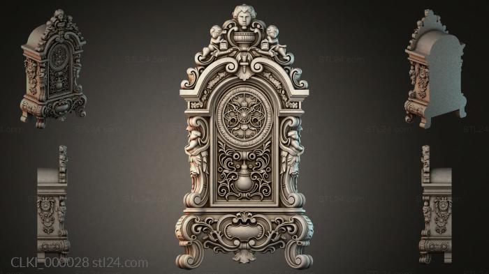 Classic wall clock with angels and ornaments 3d STL model