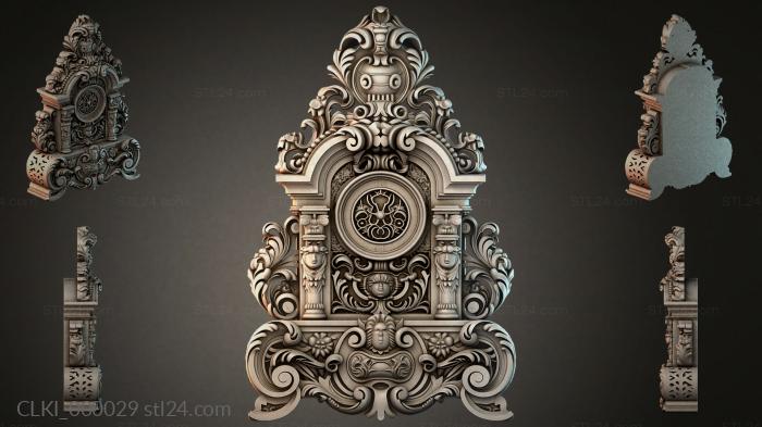 Baroque clock with caryatids and ornaments 3d STL model