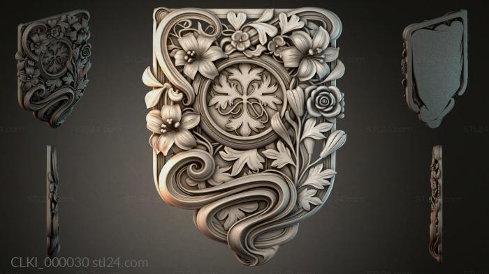 Ornamental bracket with floral decor for CNC 3d STL model