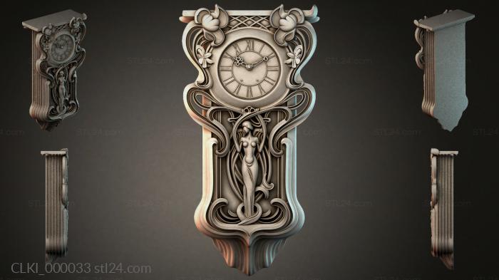 Wall clock with a female figure and decorative ornament 3d STL model