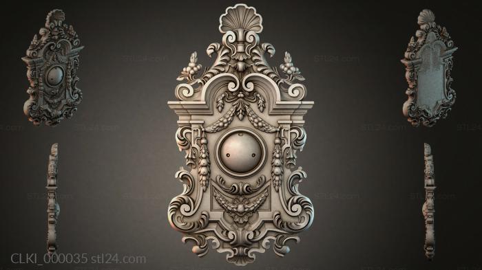 Baroque clock case with a spherical dial and ornamental façade 3d STL model