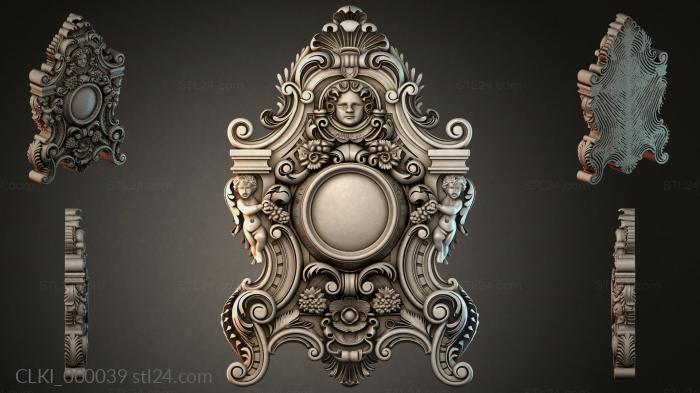 Baroque watch dial with angels and a mask 3d STL model