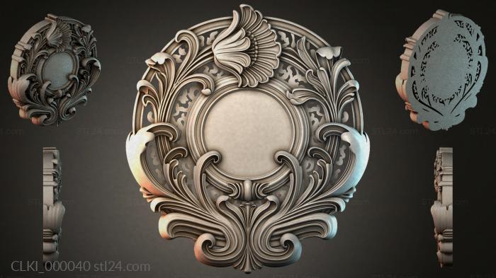 Decorative cartouche with a winged mask for a watch 3d STL model