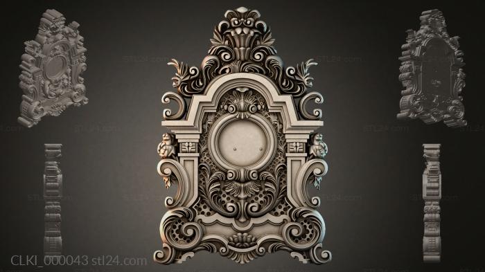 Baroque table clock with a round dial and swirls 3d STL model