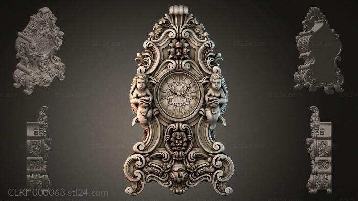 Baroque clock ornament with putti and medallion 3d STL model