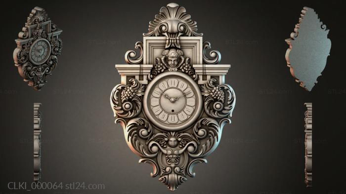 Wall clock with an angel and baroque scrolls 3d STL model