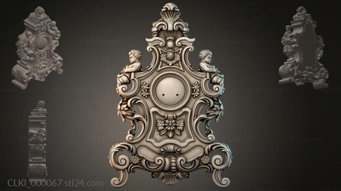 Baroque table clock with angels and shells 3d STL model