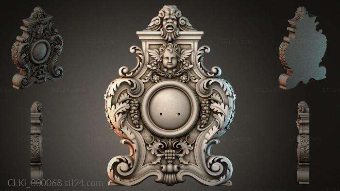 Wall clock with a Medusa mask and architectural scrolls 3d STL model
