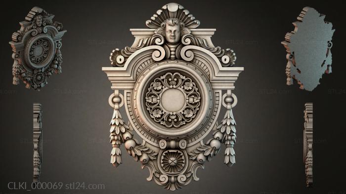 Ornamental watch dial with a Baroque mask 3d STL model
