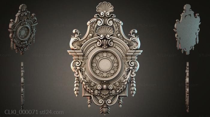 Baroque clock ornament with shell and medallions 3d STL model