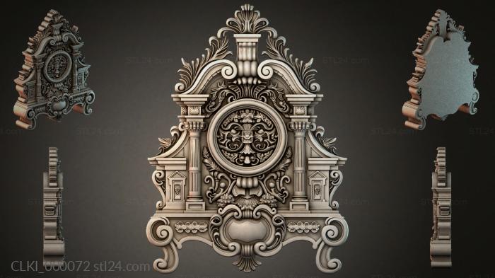 Baroque table clock with Ionic columns and floral ornamentation 3d STL model