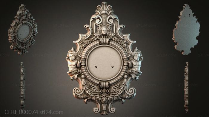 Baroque clock case with putto and fan rosette 3d STL model