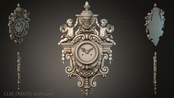 Baroque wall clock with putti and grapes 3d STL model
