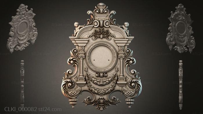 Classic clock with bas-relief bezel and columns 3d STL model