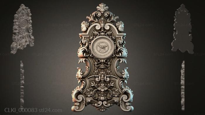 Baroque wall clock with mascarons and scrolls 3d STL model