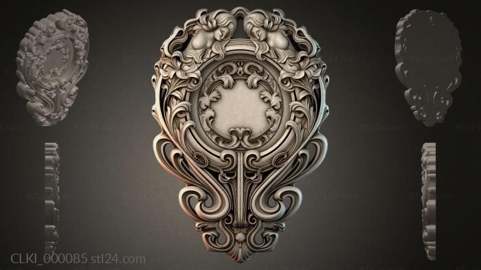 Baroque ornament with angels and a round cartouche for a clock 3d STL model
