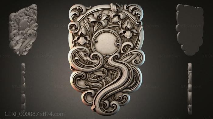 Ornamental clock case with irises and volutes 3d STL model