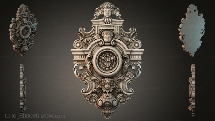 Baroque clock with medallions and mascarons 3d STL model