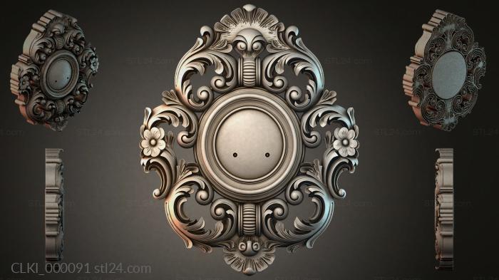 Baroque hour cartouche with open central area 3d STL model