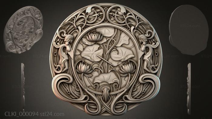 Round watch bezel with lotuses and decorative scrolls 3d STL model