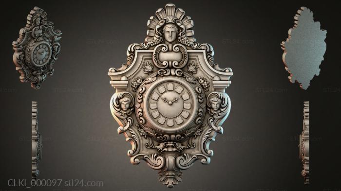 Classic wall clock with Medusas head and swirls 3d STL model