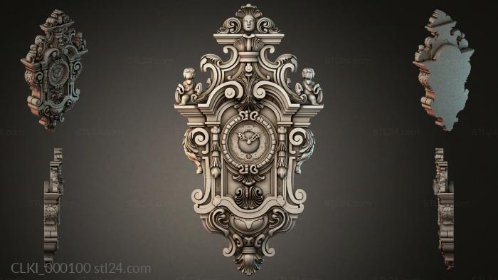 Baroque clock with mask and angels 3d STL model