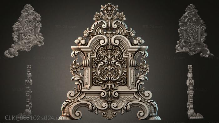 Baroque ornament with sculpted volutes and floral motifs 3d STL model