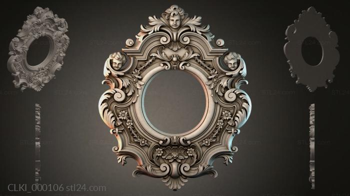 Baroque carved clock case with angel and spirals 3d STL model