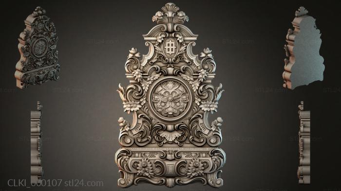 Baroque wall clock case with medallions and scrolls 3d STL model