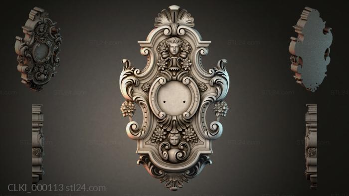 Baroque watch dial with angels and scrolls 3d STL model