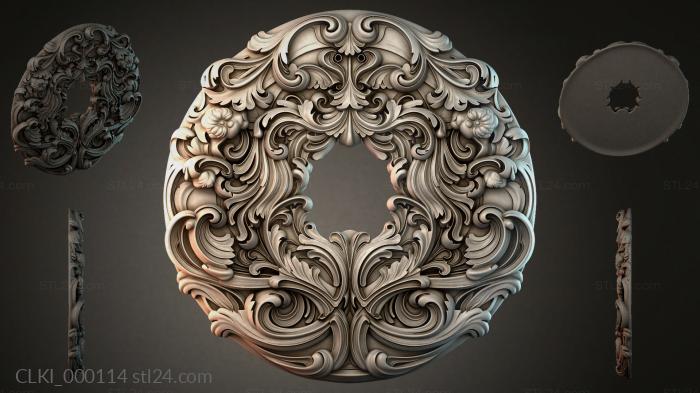 Ornamental watch dial with baroque scrolls 3d STL model