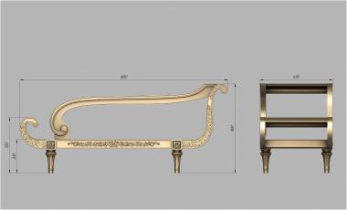 Диваны (Кушетка с резным узором на царгах, DIV_0163) 3D модель для ЧПУ станка