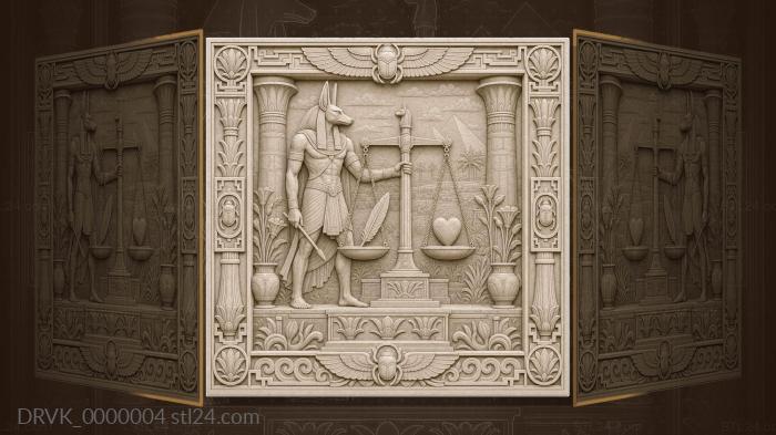 Anubis at the scales - feather of truth and heart 3d STL model