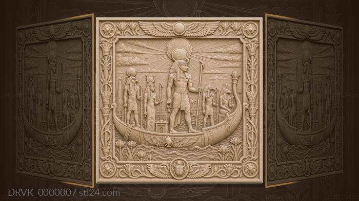 God Ra in a boat - solar boat and sun disk 3d STL model