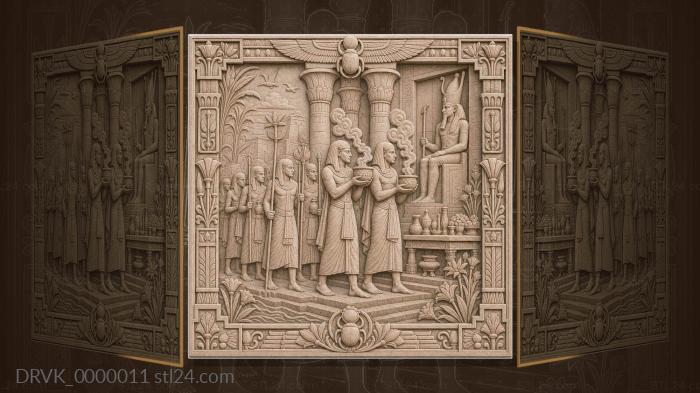 Panels Ancient Civilizations (Priests of Egypt - procession and incense, DRVK_0000011) 3D models for cnc
