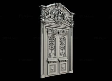 Двери резные (Грандиозная резная дверь с массивной короной и богатыми резным декором филенками, DVR_0380) 3D модель для ЧПУ станка