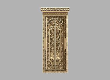 Двери резные (Дверь обильно украшенная резными растительными декорами, DVR_0383) 3D модель для ЧПУ станка