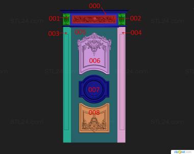 Двери резные (Комплект декоров резной двери новая версия, DVR_0390) 3D модель для ЧПУ станка